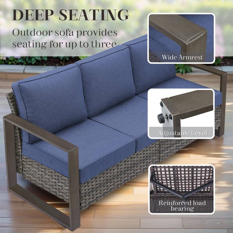 Gymojoy 7 Pieces Rattan Sofa,Gilder Chair, Patio Chair and Ottoman