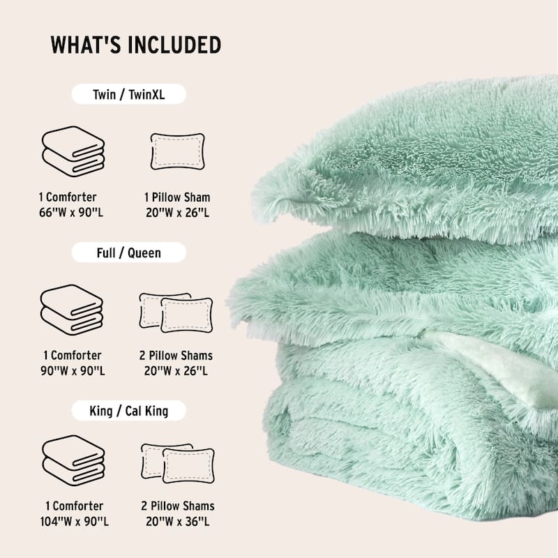 Intelligent Design Leena Shaggy Long Fur Comforter Mini Set