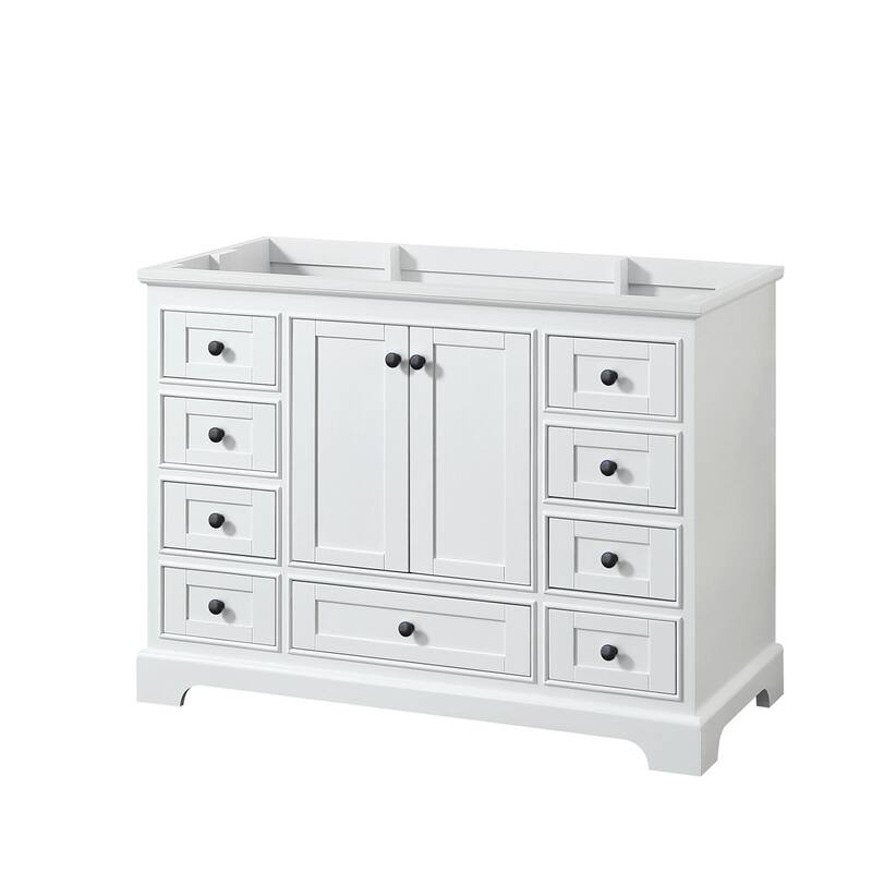 Wyndham Collection Deborah 47-1/4" Free Standing Single Wood Vanity - White / Matte Black Hardware