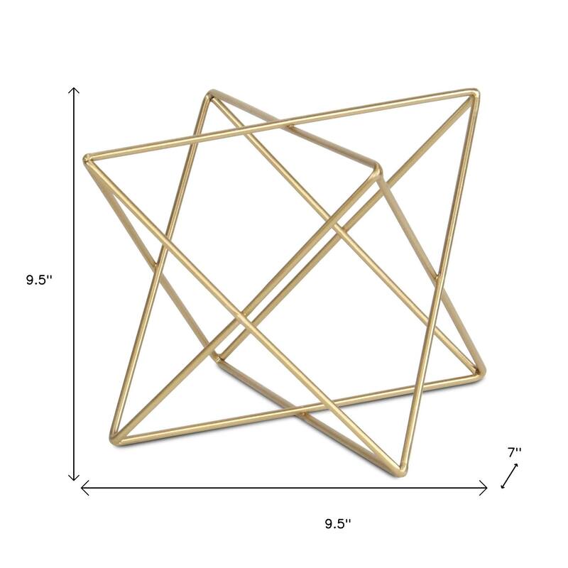 HomeRoots 7" Gold Metal Open Geometric Tabletop Sculpture - 9.50 in. x 7.00 in. x 9.50 in.