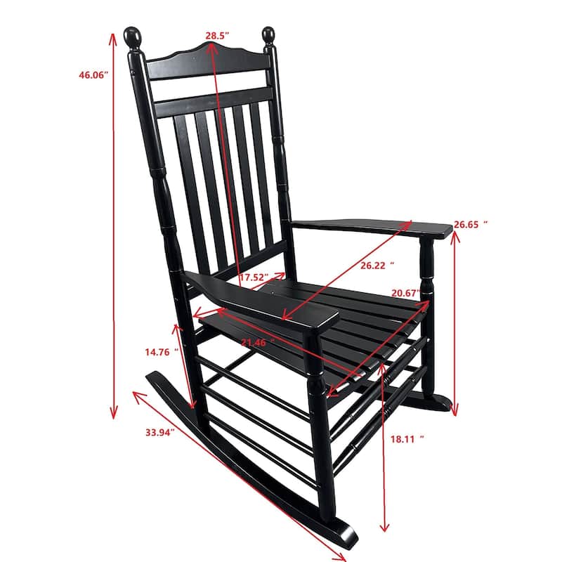 Balcony Porch Adult Rocking Chair with Wide Seat and Armrest