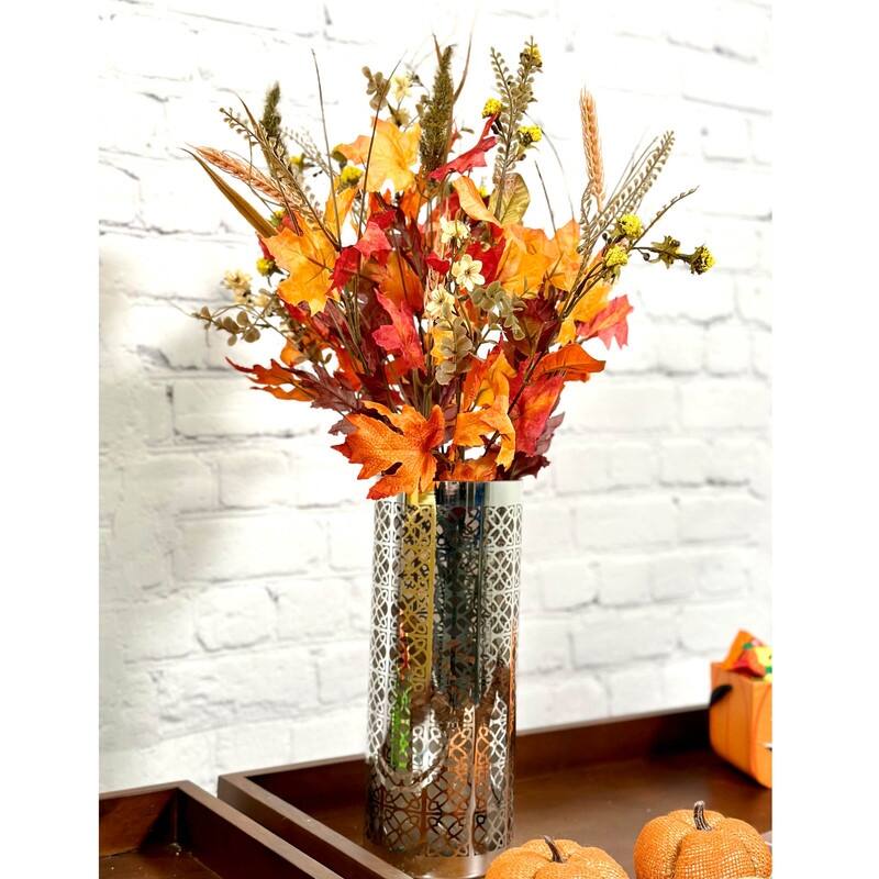 Artificial Autumn Flowers Fall, Gold/Orange Mix - 20 Inch - ABN3B003-GDOR-MIX - 20 Inch