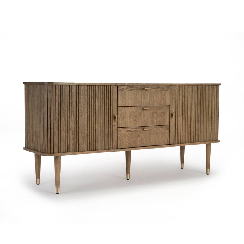 Studio London Walnut Wood Sideboard with 3 Drawer Mid Century Modern