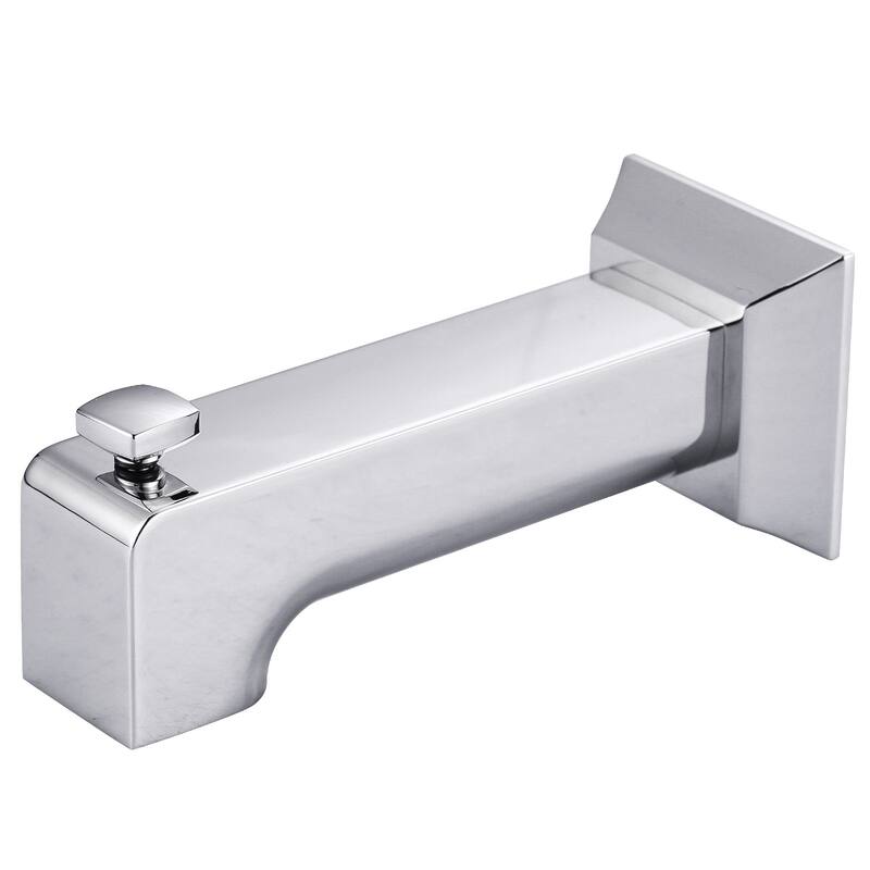 WOWOW Wall-Mounted Square Bathtub Spout with Diverter - Polished Chrome