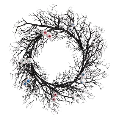 30" Halloween Gazing Eyeballs Twig Wreath - 30