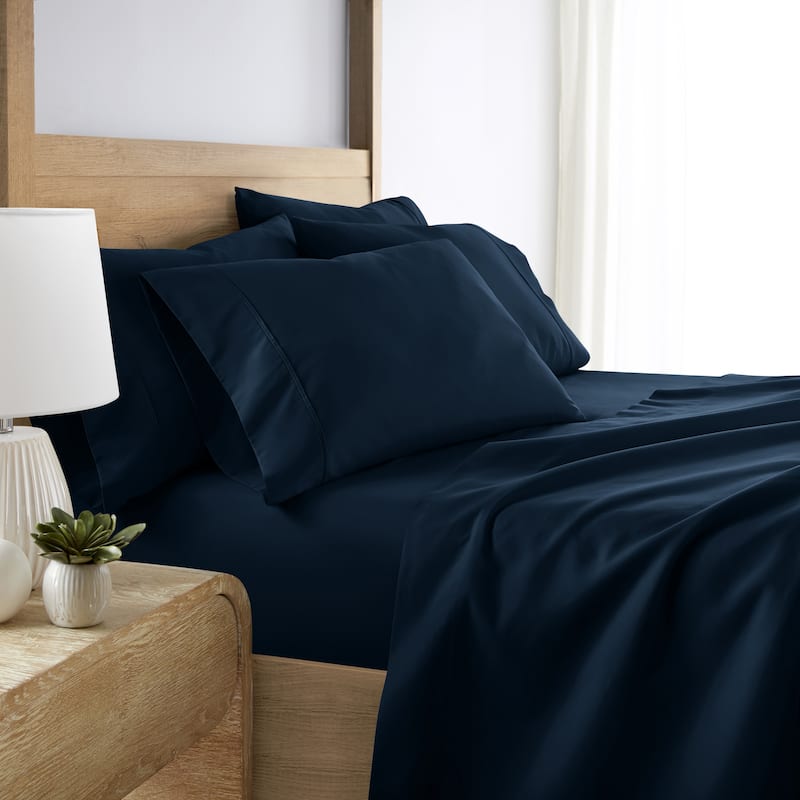Becky Cameron Double Brushed Deep Pocket 6 Piece Sheet Set - Twin Extra Long - Navy