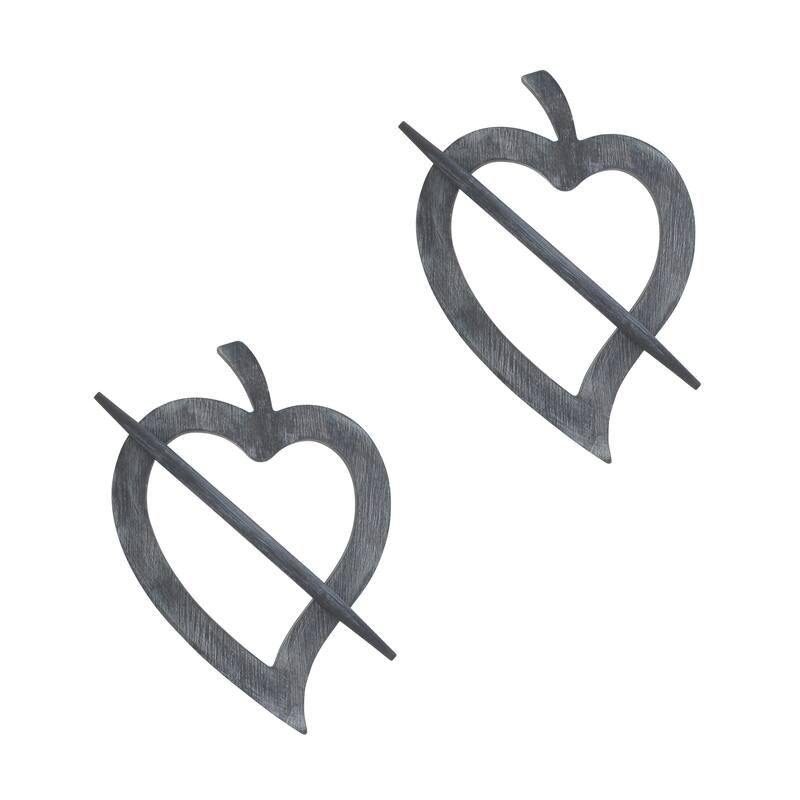 Set of 2 Wooden Heart Tieback Fjord Big Size - 8"L x 5.7"W x 0.8"D