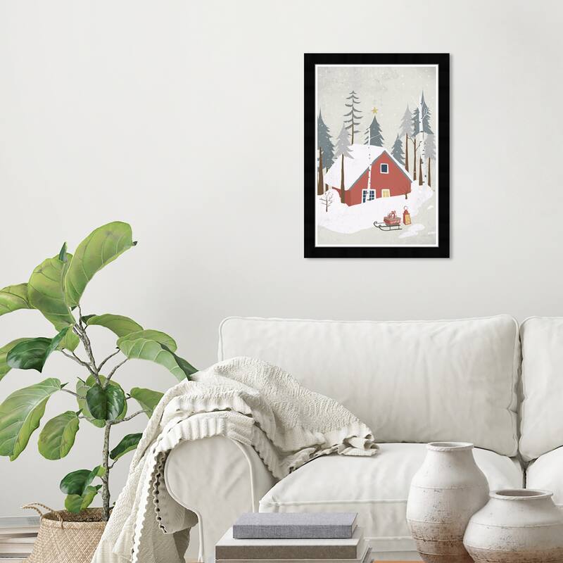Wynwood Studio Prints Holiday and Seasonal Holiday Getaway Sled Red and Maroon Farmhouse Wall Art Canvas Print - Black