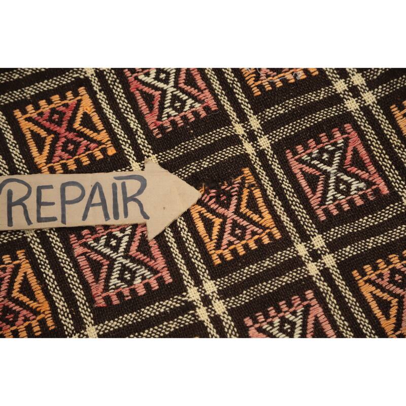 Hand Woven Oriental 100% Wool Carpet Southwestern Tribal Multi-Colored Kilim Runner Rug - 9' 1'' X 4' 2''