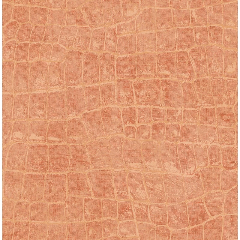 Seabrook Designs Curacao Faux Crocodile Unpasted Wallpaper - 20.5 in. W x 33 ft. L - Rust Orange