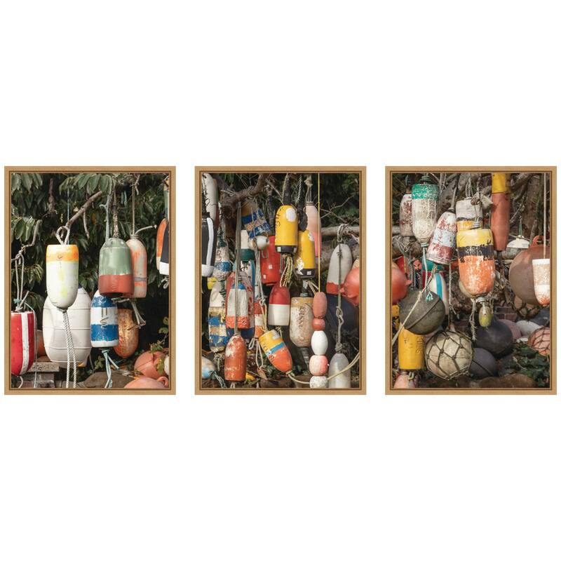 Kate and Laurel Buoys No. 1 No. 2 and No.3 3 Piece Framed Canvas Wall Art Set by Emiko and Mark Franzen F2 Images - 3 Piece Set 18x24