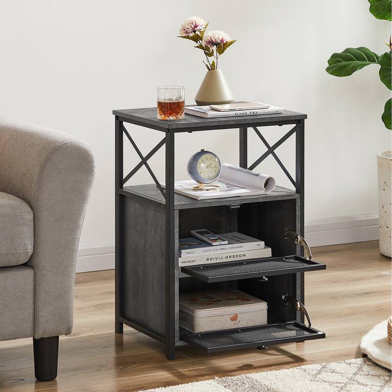 Javlergo Nightstand with 2 Drawers and Storage Shelf for Bedroom, Small Night Stands, Bed Side Table