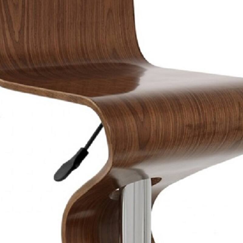 Modern Z Shape Bar Stool with 30" Adjustable Hydraulic Height Faux Leather Upholstery and Footrest - 28”H x 17”W x 15”D