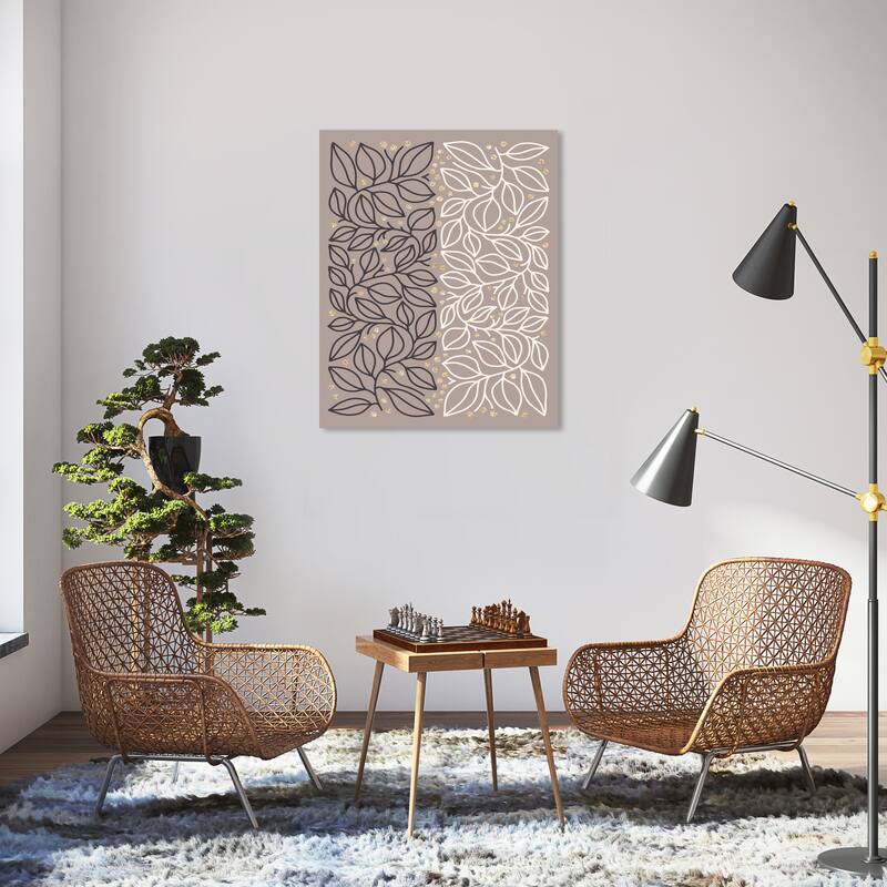 Wynwood Studio Canvas Floral and Botanical Two Sides with Leaves Gray Glam Wall Art Canvas Print - 30 x 36