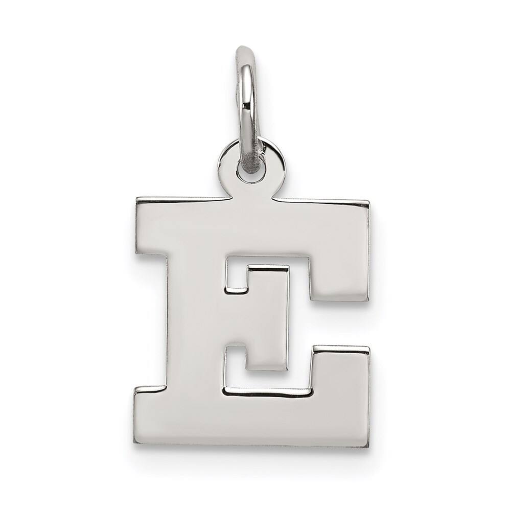 925 Sterling Silver Small Block Initial E Pendant