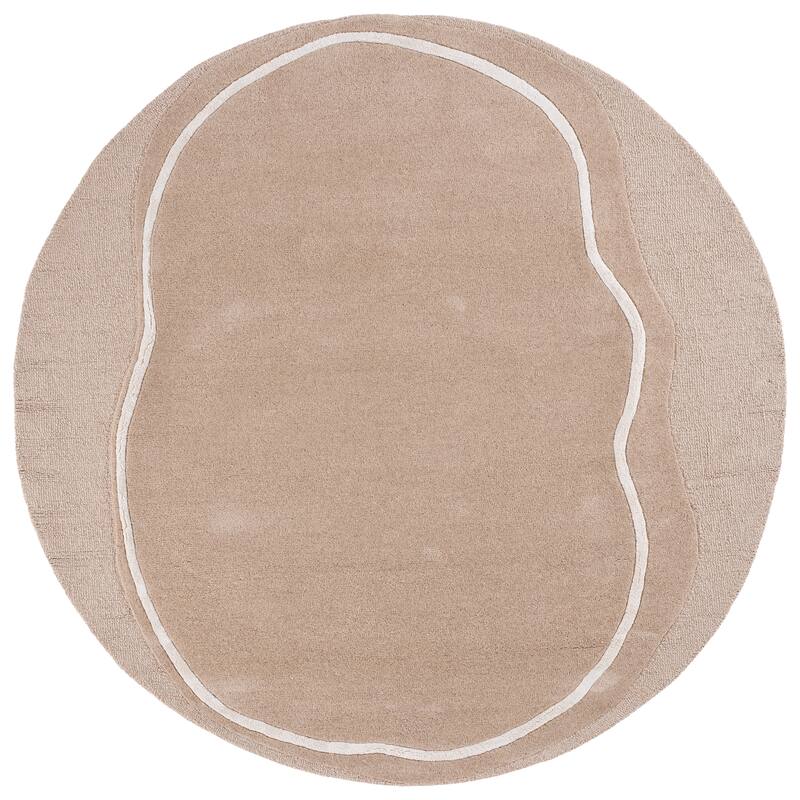 SAFAVIEH Handmade Fifth Avenue Elisete Modern Wool Rug - 6' Round - Beige/Ivory