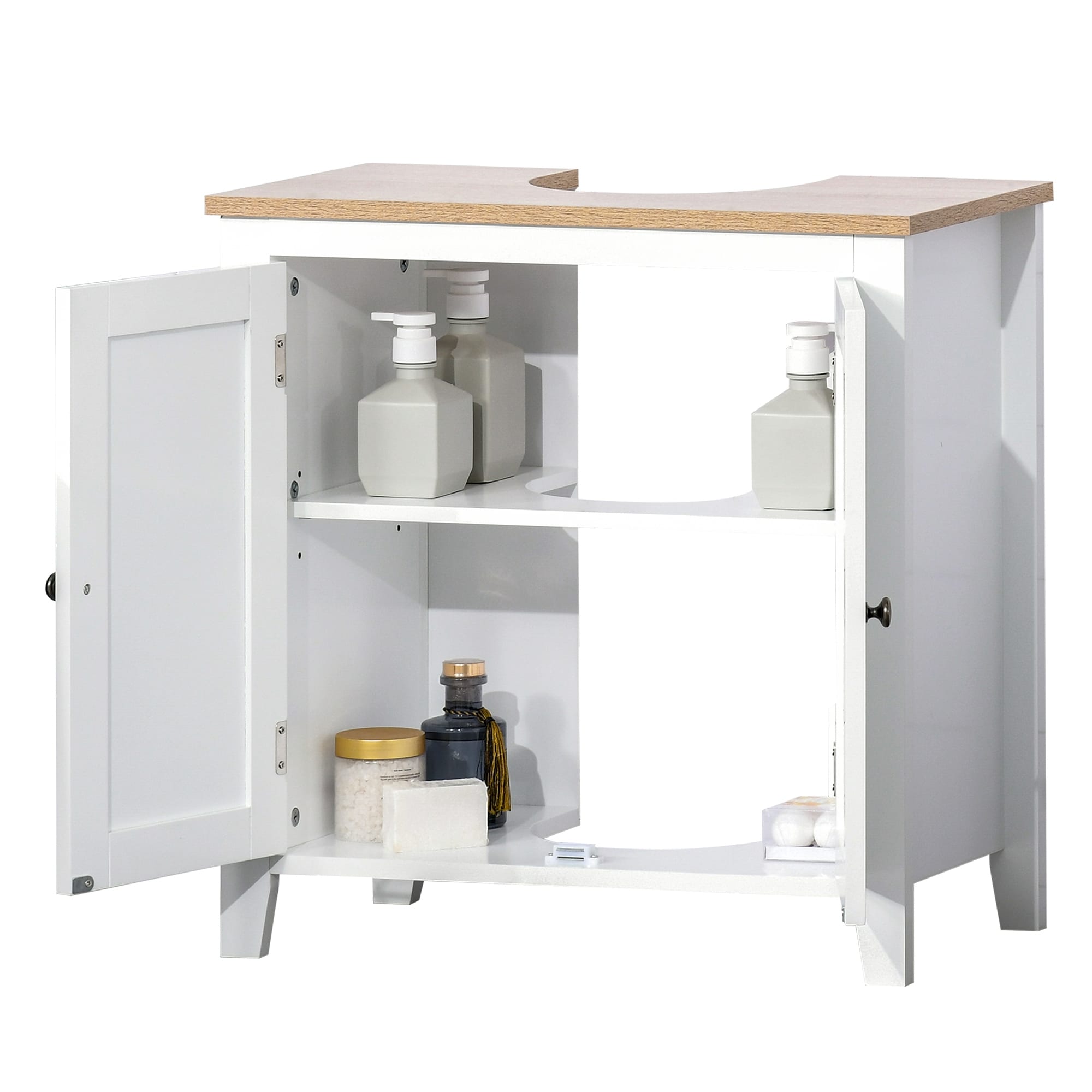 kleankin Freestanding Bathroom Sink Cabinet, Bamboo Under Sink Cabinet –  ShopEZ USA