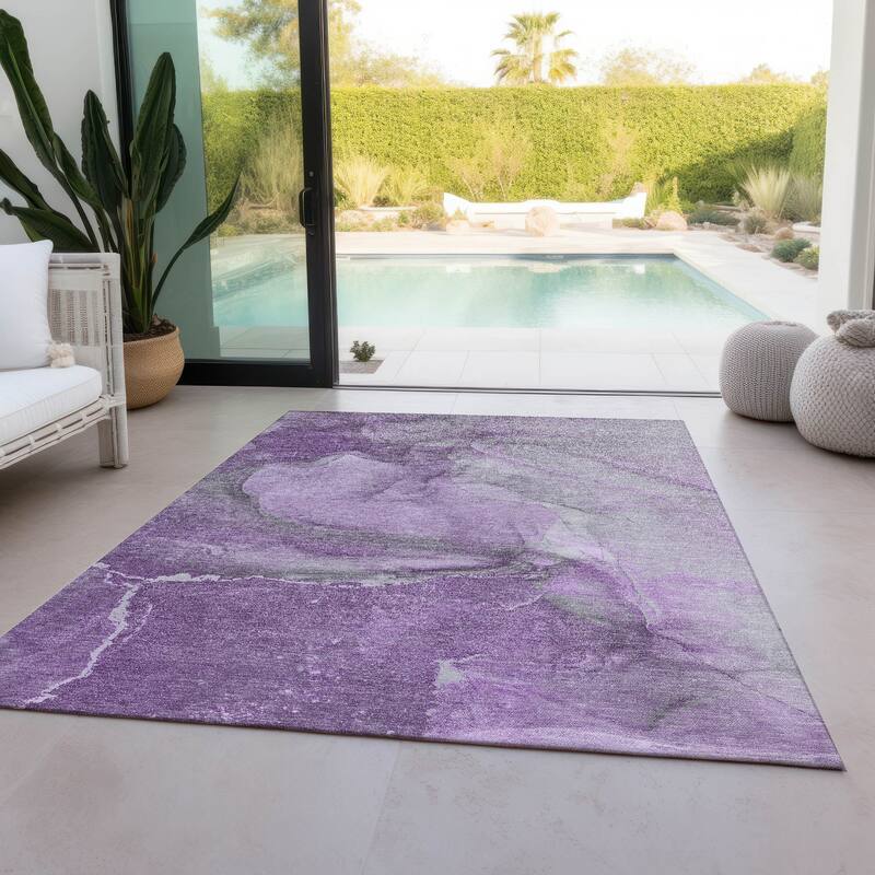 Machine Washable Indoor/ Outdoor Abstract Chantille Rug
