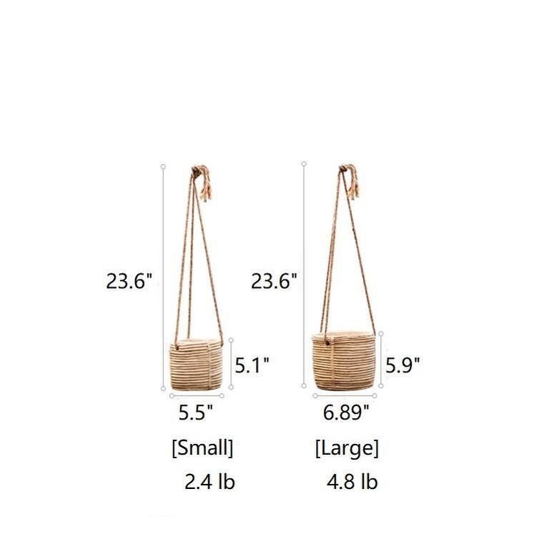 RusticReach Faux Rattan Cement Hanging Planter - [A]-Small