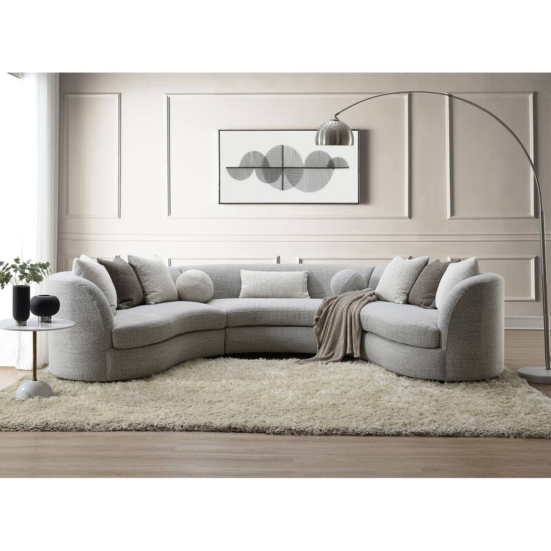 Laverne Gray Sectional Sofa with 9 Pillows