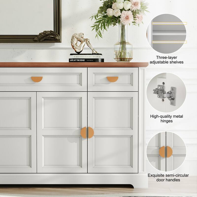 59'' W Sideboard with 3 Drawers, 4-Door Storage Cabinet