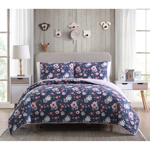 Asher Home Kids' Lexy Floral Reversible Quilt Set