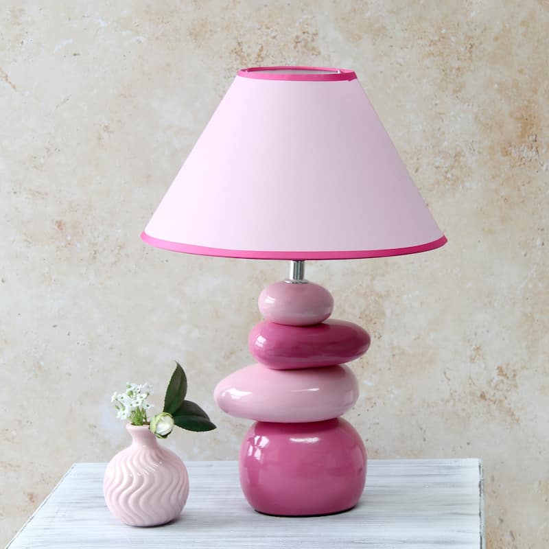 Stacking Stones Ceramic Desk Lamp with Empire Shade - 17.25" - Pink