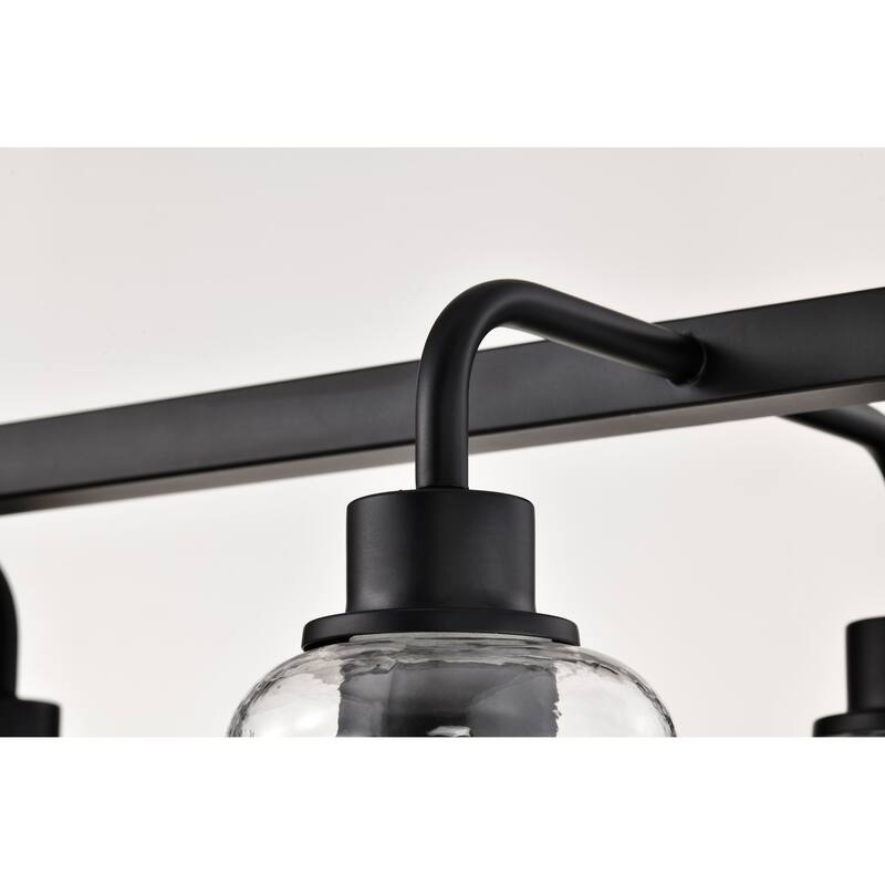 Grayson 6 Light Island Pendant Matte Black Finish Clear Ribbed Glass - Matte Black