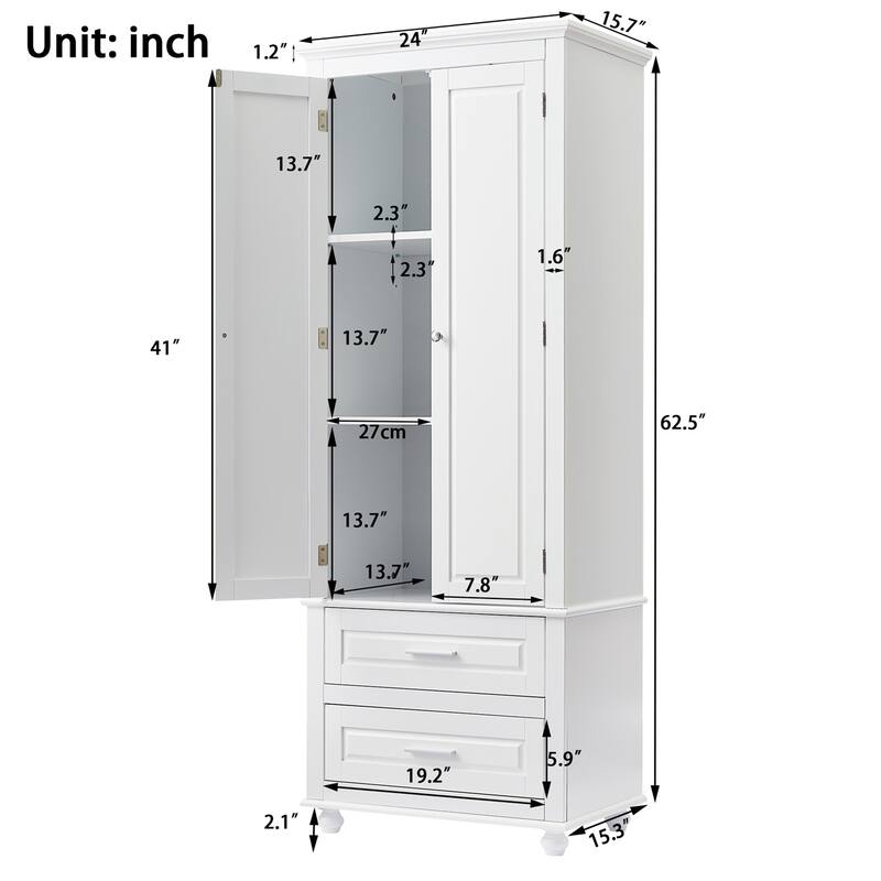 Merax Tall Storage Cabinet with Two Drawers