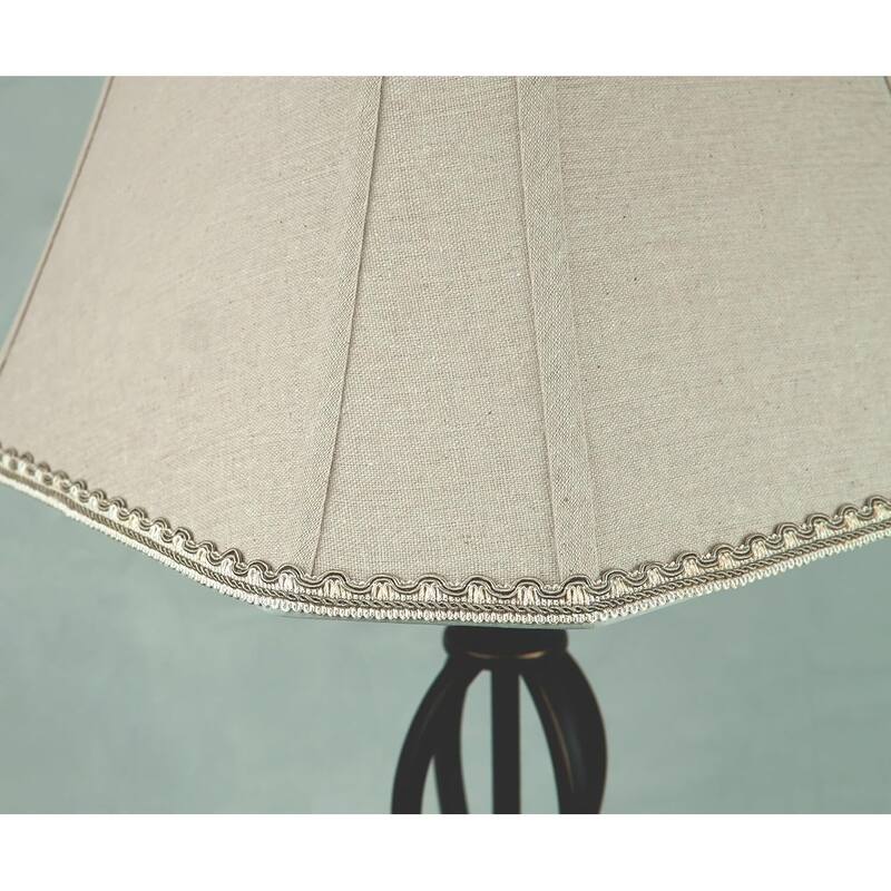 Bell Rectangle Cut Corner Linen Lampshade with Lace Trim 10/6x14/10x10 (Spider)