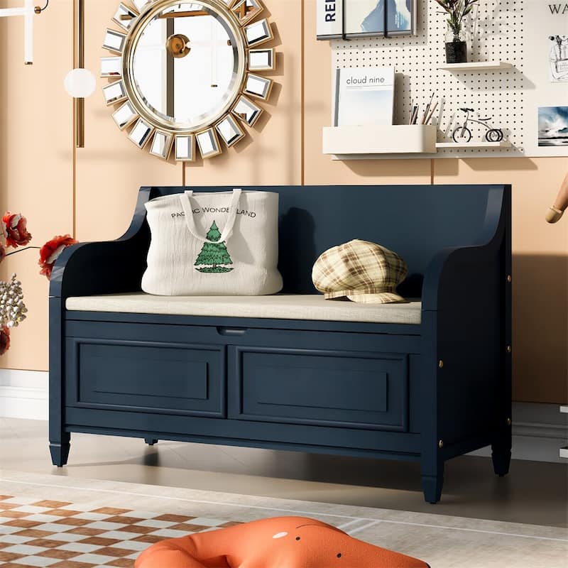 Merax 42” Rustic Style Solid wood Entryway Multifunctional Storage Bench