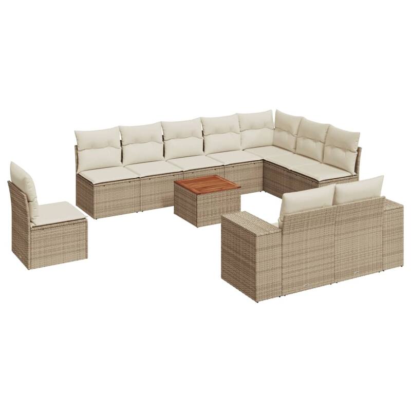 vidaXL Patio Sofa Set with Cushions Outdoor Furniture 11 Piece Poly Rattan - 21.7 x 21.7 x 14.6
