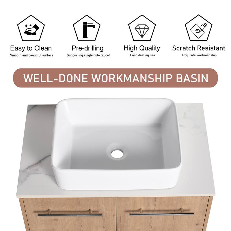 BNK 24"/30" Single Sink Bathroom Vanity with Soft Close Door, Modern Floating Vanity