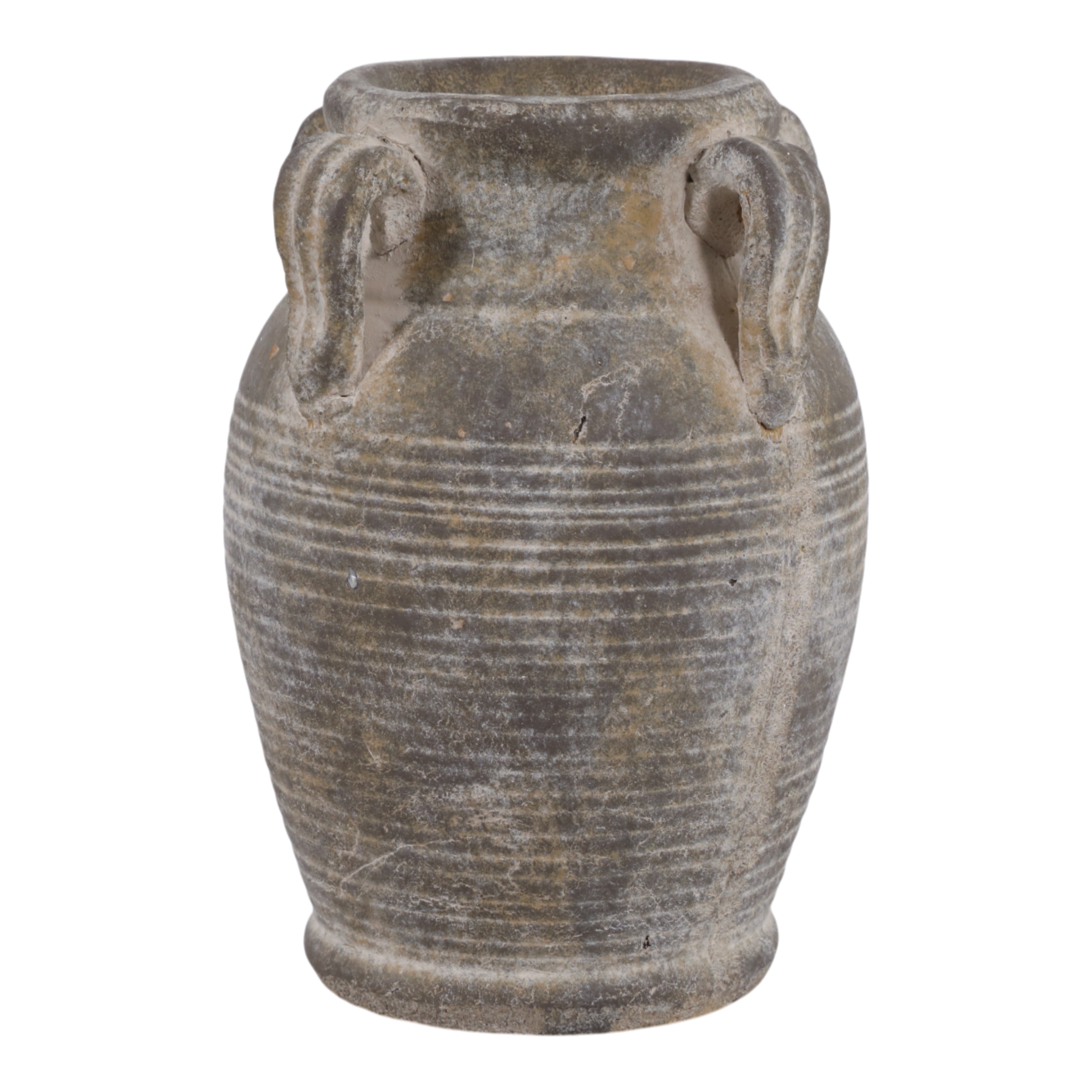 Terracotta Table Vase with Weathered Finish and Handles for Home Decor