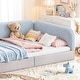 preview thumbnail 90 of 124, Bonwell Upholstered Teddy Fleece Montessori Floor Bed with Half-Enclosed & Curved Guardrails for Kids by GDFStudio
