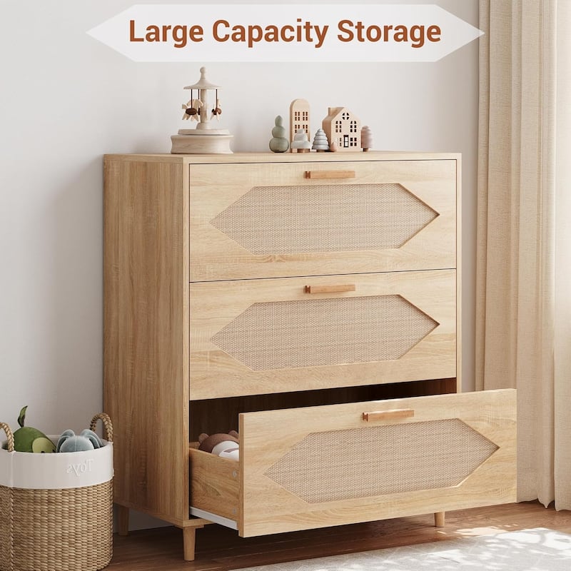 Rustic Oak 3 Drawer Dresser for Bedroom