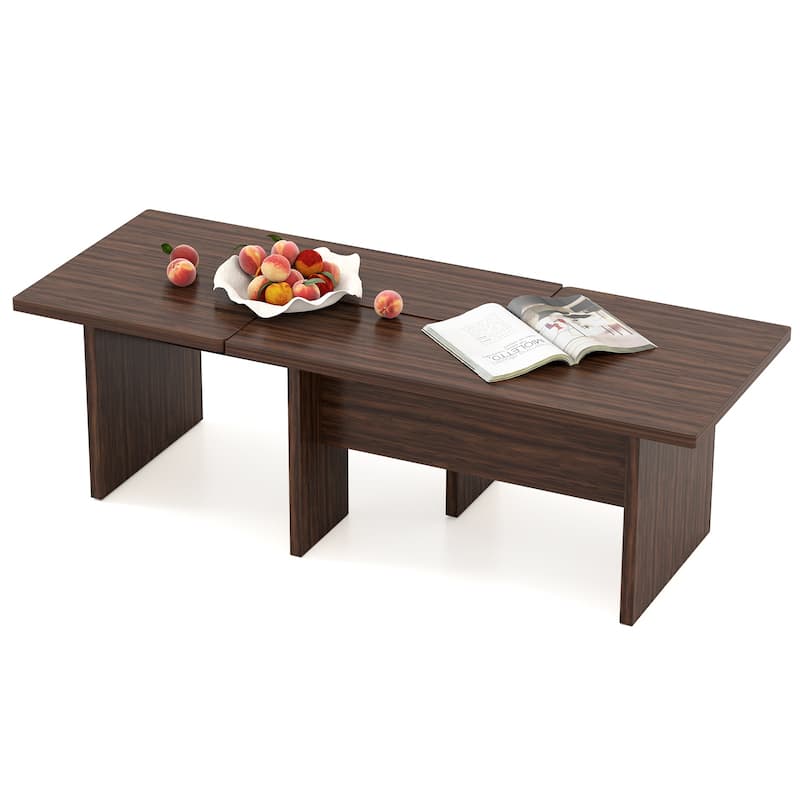 Modular Coffee Table Set of 2 L Shaped Nesting Tables Convertible Center Table for Living Room or Office - 35.5" x 20" x 16.5"
