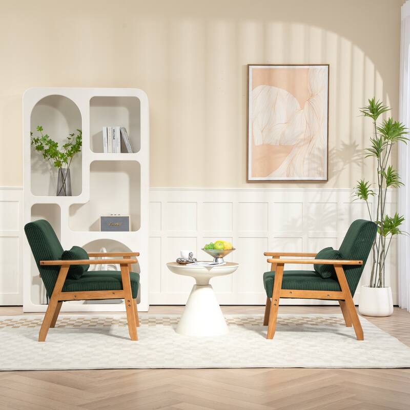 Velvet fabric armchair Solid wood frame leisure chair for the living room bedroom a set of two
