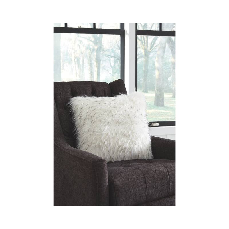 Calisa White Faux Fur Throw Pillow