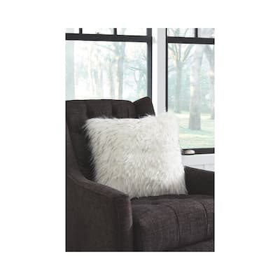 Calisa White Faux Fur Throw Pillow