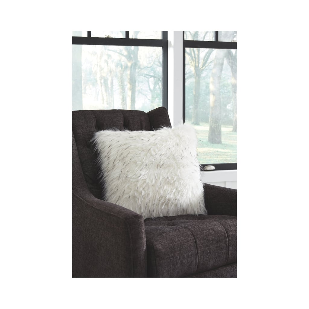 Calisa White Faux Fur Throw Pillow