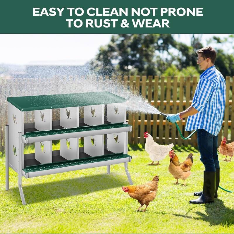 8 Compartment Nesting Box, Chicken Laying Box, with Bracket Legs, Easy to Clean and Install