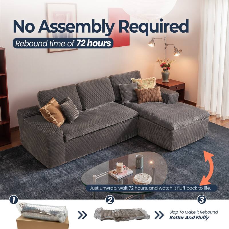 HOOOWOOO Upholstered Fabric Sectional Sofa Couch with Chaise
