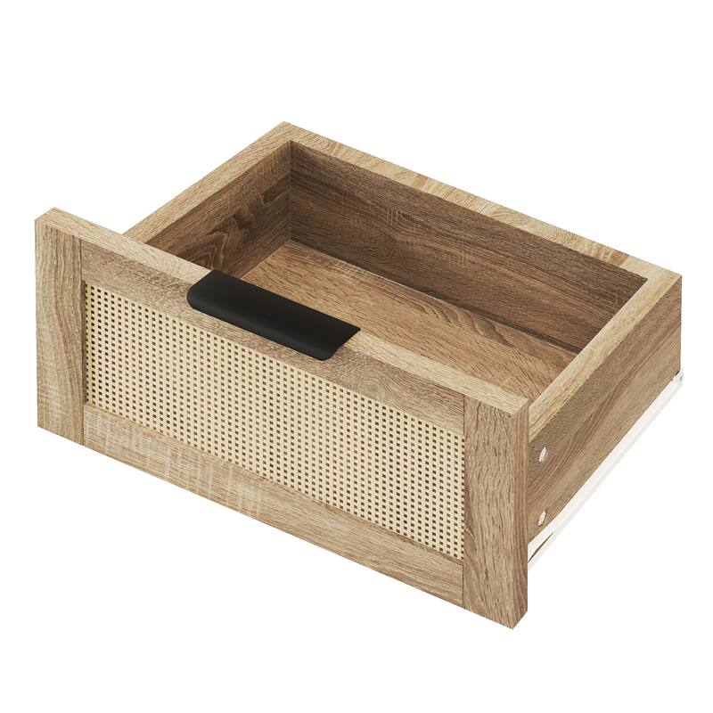 JASIWAY Boho Rattan Console Table Entryway Table Storage Cabinet