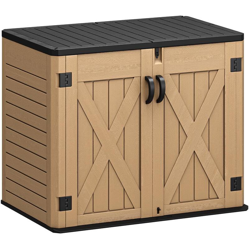 Outdoor Horizontal Storage Shed with XShaped Lockable Door, 35 Cu Ft