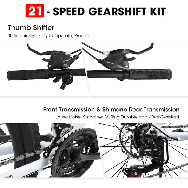 Unisex Mountain Bike - Aluminum Frame, Suspension Fork, Disc Brakes, Multiple Speeds - 27