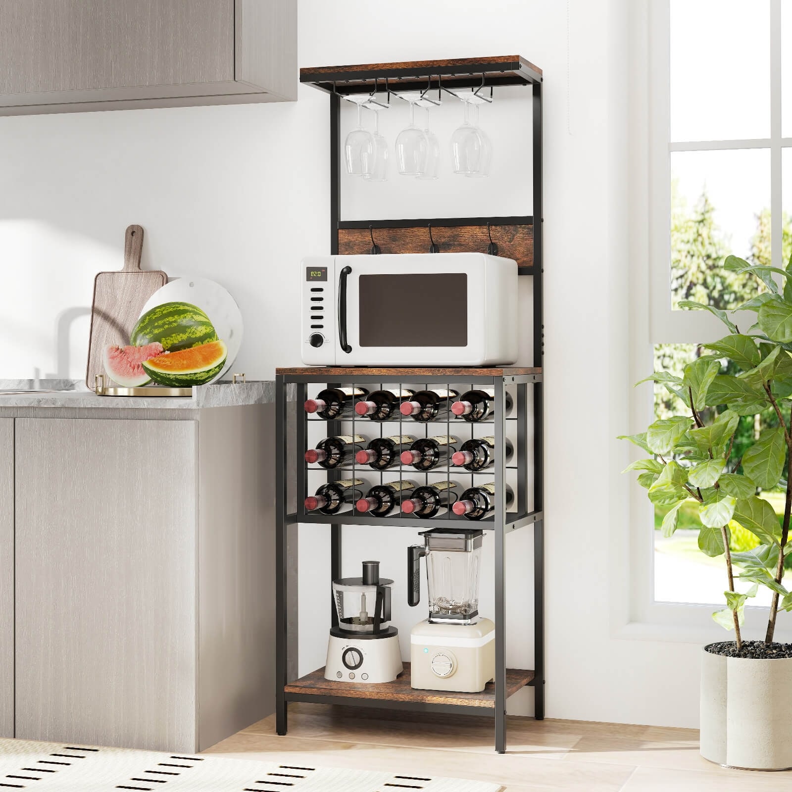 Costway Wine Rack Freestanding Floor with Countertop Wine and