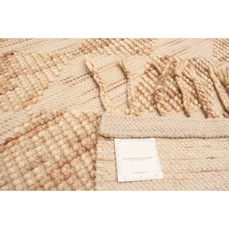 ECARPETGALLERY Braid weave Sienna Beige Wool Rug - 5'9 x 7'11