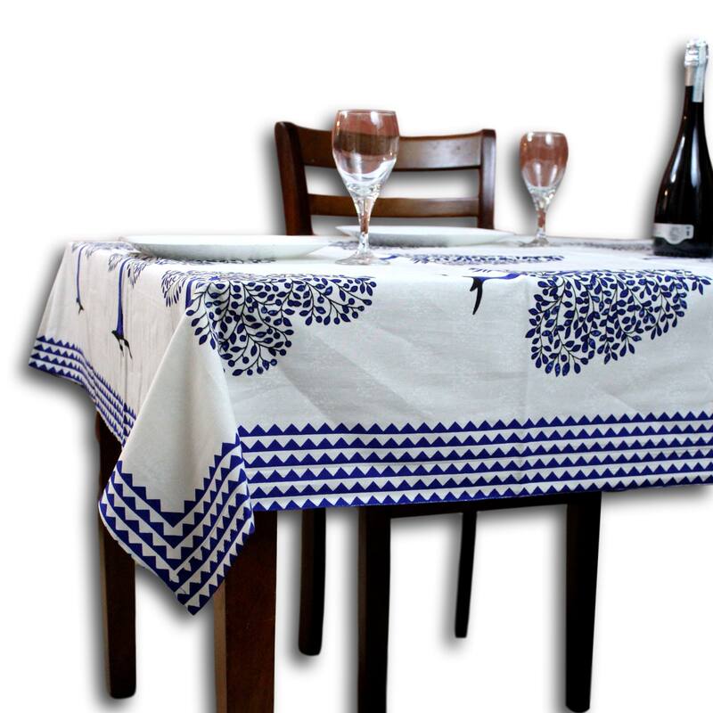Cotton Regale Tree Of Life Print Floral Tablecloth Collection - 88 x 102 inches