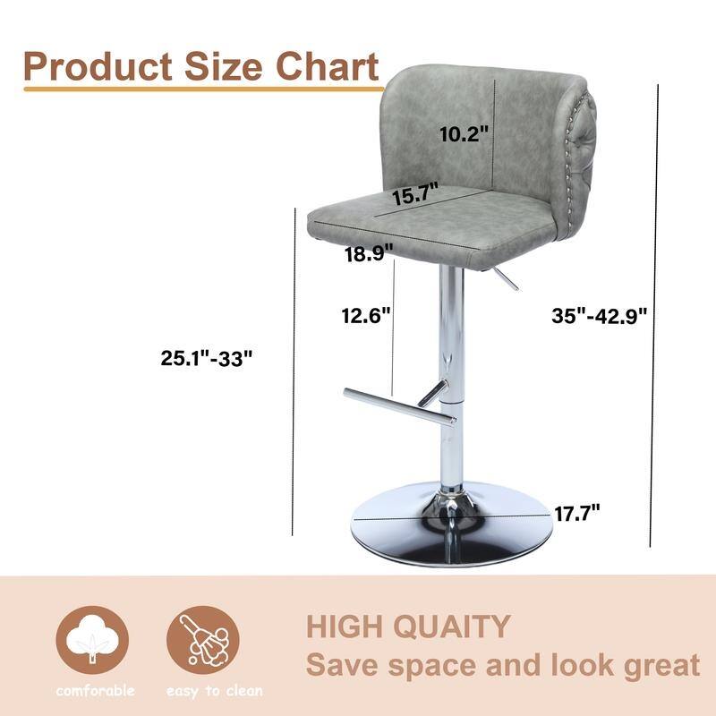 Modern Upholstered Swivel Adjusatble Height Barstools Set of 4